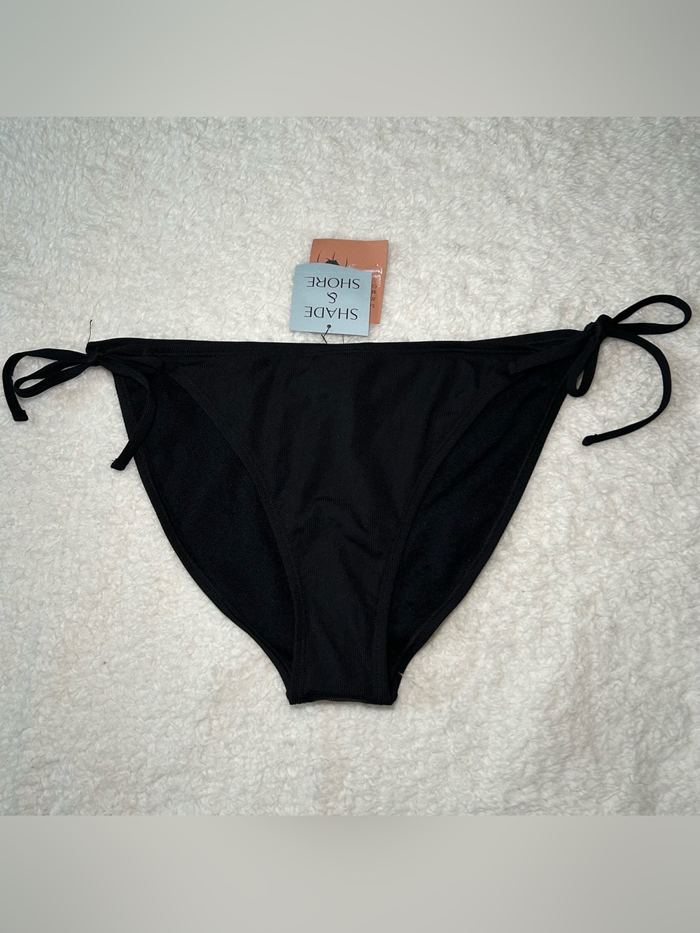 Shade & Shore Black Low Rise High Leg Medium Coverage Bikini Bottoms Large NEW